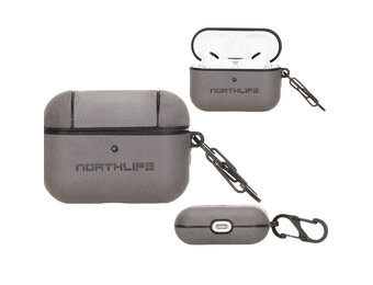NorthLife - Haga lederen cover hoes - AirPods Pro - Lichtgrijs