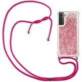 Backcover hoes Glitter Rose Goud met koord voor de Samsung Galaxy S21 Plus