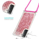 Backcover hoes Glitter Rose Goud met koord voor de Samsung Galaxy S21 Plus