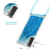 Backcover hoes Glitter Blauw met koord voor de Samsung Galaxy S21 Plus