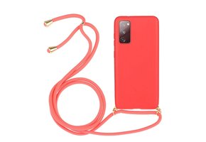 Lunso - Backcover hoes met koord - Samsung Galaxy S20 FE - Rood