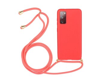 Lunso - Backcover hoes met koord - Samsung Galaxy S20 FE - Rood