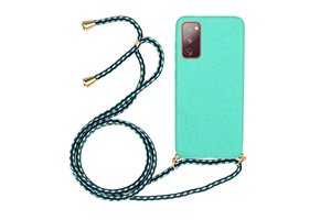 Lunso - Backcover hoes met koord - Samsung Galaxy S20 FE - Cyaan