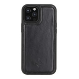 iPhone 12 Pro Max Leren Backcover hoes - Zwart
