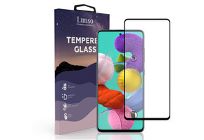 Lunso Samsung Galaxy A51 Beschermglas - Full Cover Screenprotector - Black Edge