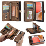 Vintage 2 in 1 portemonnee hoes Bruin voor de Samsung Galaxy A72