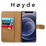 Vegan lederen en 100% Biologisch afbreekbare Bookcase hoes Cognac voor de iPhone 12 Mini