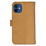 Vegan lederen en 100% Biologisch afbreekbare Bookcase hoes Cognac voor de iPhone 12 Mini
