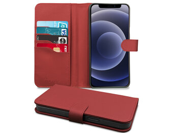 Høyde - Vegan lederen bookcase hoes - 100% Biologisch Afbreekbaar - iPhone 12 Mini - Rood