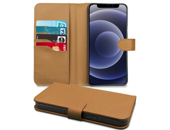 Høyde - Vegan lederen bookcase hoes - 100% Biologisch Afbreekbaar - iPhone 12 Pro Max - Cognac