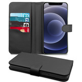 Vegan lederen en 100% Biologisch afbreekbare Bookcase hoes Zwart voor de iPhone 12 en iPhone 12 Pro