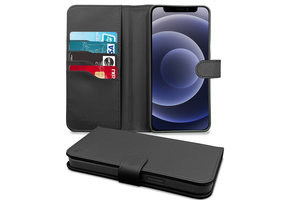 Høyde - Vegan lederen bookcase hoes - 100% Biologisch Afbreekbaar - iPhone 12 / 12 Pro - Zwart