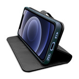 Vegan lederen en 100% Biologisch afbreekbare Bookcase hoes Zwart voor de iPhone 12 en iPhone 12 Pro