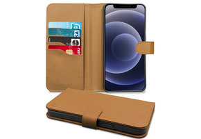 Høyde - Vegan lederen bookcase hoes - 100% Biologisch Afbreekbaar - iPhone 12 / 12 Pro - Cognac