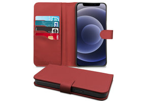 Høyde - Vegan lederen bookcase hoes - 100% Biologisch Afbreekbaar - iPhone 12 / 12 Pro - Rood