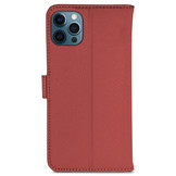Vegan lederen en 100% Biologisch afbreekbare Bookcase hoes Rood voor de iPhone 12 en iPhone 12 Pro
