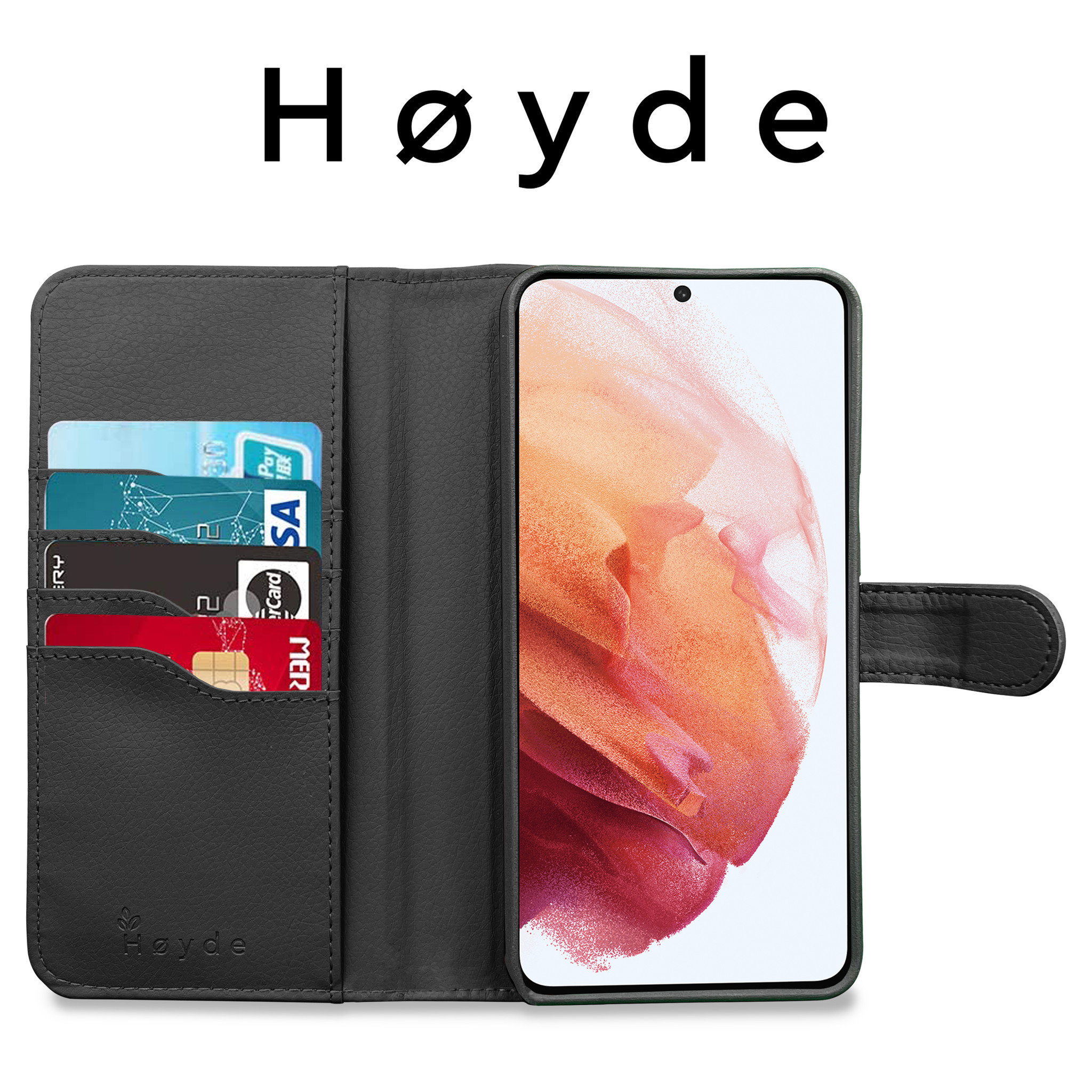Vegan lederen en 100% Biologisch afbreekbare Bookcase hoes Zwart voor de Samsung Galaxy S21