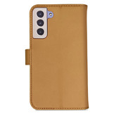 Vegan lederen en 100% Biologisch afbreekbare Bookcase hoes Cognac voor de Samsung Galaxy S21