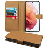 Vegan lederen en 100% Biologisch afbreekbare Bookcase hoes Cognac voor de Samsung Galaxy S21 Plus