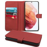 Vegan lederen en 100% Biologisch afbreekbare Bookcase hoes Rood voor de Samsung Galaxy S21 Plus
