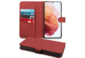 Høyde - Vegan lederen bookcase hoes - 100% Biologisch Afbreekbaar - Samsung Galaxy S21 Plus - Rood