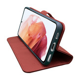 Vegan lederen en 100% Biologisch afbreekbare Bookcase hoes Rood voor de Samsung Galaxy S21 Plus
