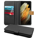 Vegan lederen en 100% Biologisch afbreekbare Bookcase hoes Zwart voor de Samsung Galaxy S21 Ultra