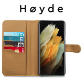 Vegan lederen en 100% Biologisch afbreekbare Bookcase hoes Cognac voor de Samsung Galaxy S21 Ultra