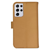 Vegan lederen en 100% Biologisch afbreekbare Bookcase hoes Cognac voor de Samsung Galaxy S21 Ultra