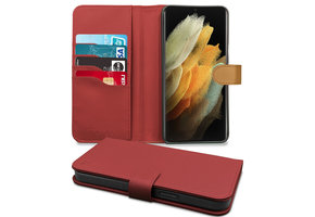 Høyde - Vegan lederen bookcase hoes - 100% Biologisch Afbreekbaar - Samsung Galaxy S21 Ultra - Rood