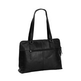 Flint lederen schoudertas/ laptoptas Zwart voor 13 inch laptops en grotere tablets