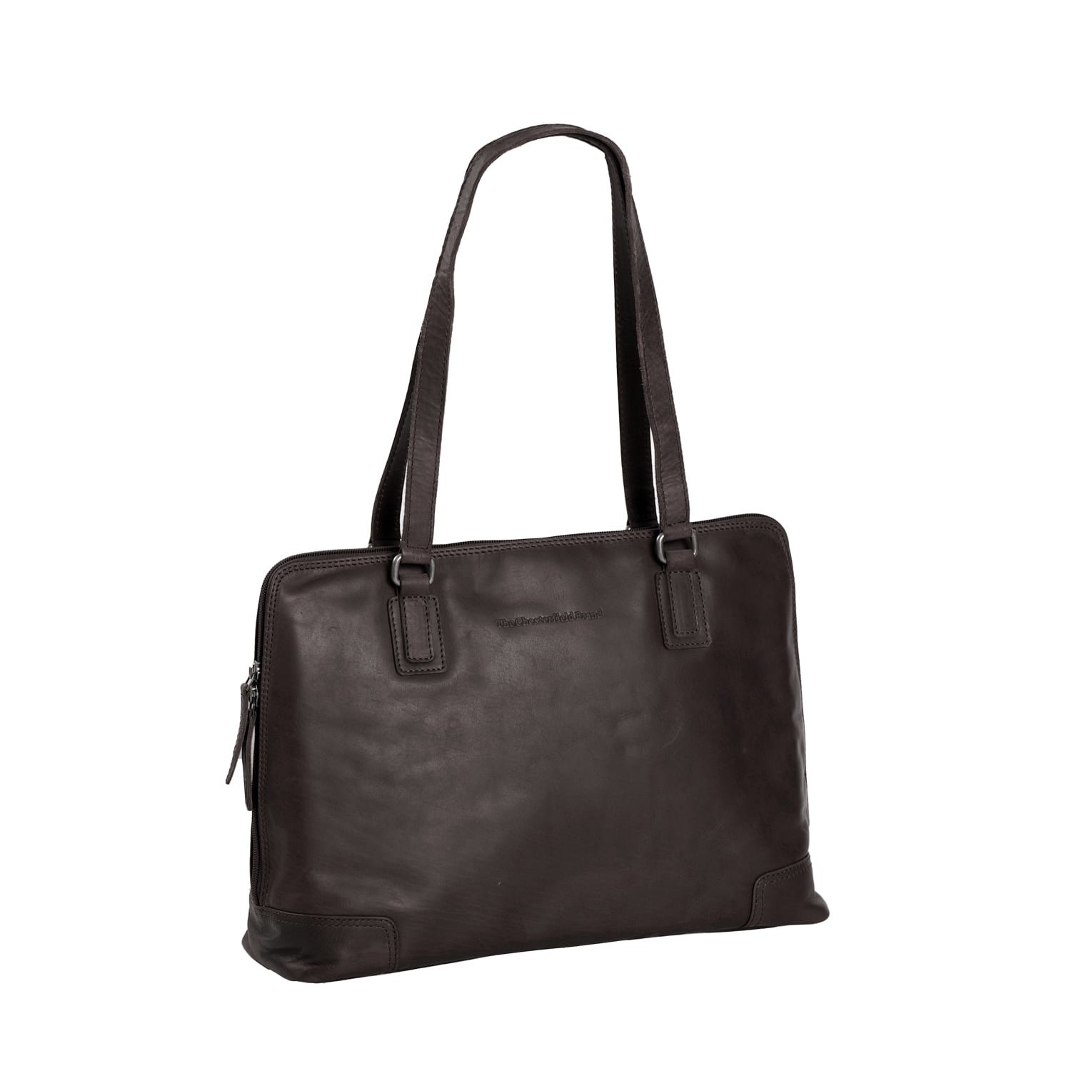 Flint lederen schoudertas/ laptoptas Bruin voor 13 inch laptops en grotere tablets