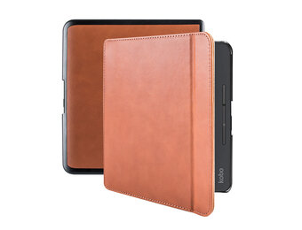 Lunso - Lederen sleepcover hoes - Kobo Forma (8 inch) - Cognac