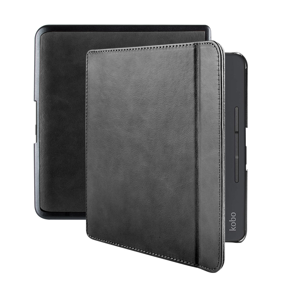 Lederen sleepcover hoes Zwart voor de Kobo Forma (8 inch)