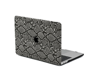 Lunso MacBook Pro 16 inch (2019) Leren cover hoes - case - Snake Pattern Grey