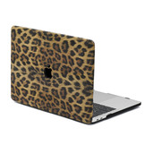MacBook Pro 16 inch (2019) Leren cover beschermhoes Leopard Pattern Brown