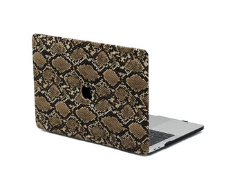 Lunso MacBook Pro 16 inch (2019) Leren cover hoes - case - Snake Pattern Brown