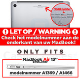 MacBook Air 13 inch (2010-2017) cover hoes - Glanzend Zwart