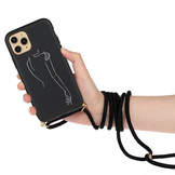 Backcover hoes Female line art met koord voor de iPhone 12 en iPhone 12 Pro