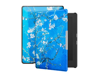 Lunso - Kobo Aura H20 Edition 1 hoes (6.8 inch) - sleep cover - Van Gogh Amandelbloesem
