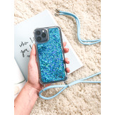 Backcover hoes Glitter Blauw met koord voor de Samsung Galaxy S21 Plus