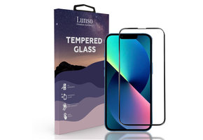Lunso - Gehard Beschermglas - Full Cover Tempered Glass - iPhone 13 Mini - Black Edge