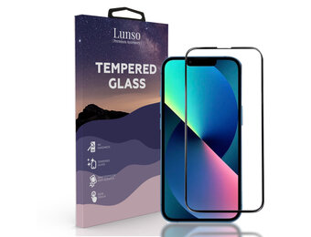 Lunso - Gehard Beschermglas - Full Cover Tempered Glass - iPhone 13 Mini - Black Edge
