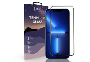 Lunso - Gehard Beschermglas - Full Cover Tempered Glass - iPhone 13 Pro Max - Black Edge