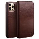 iPhone 13 Pro Max echt lederen bookcase hoes Bruin