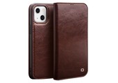 Qialino - lederen luxe bookcase hoes - iPhone 13 Mini - Bruin