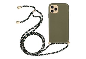 Lunso - Backcover hoes met koord - iPhone 13 Pro Max - Army Groen