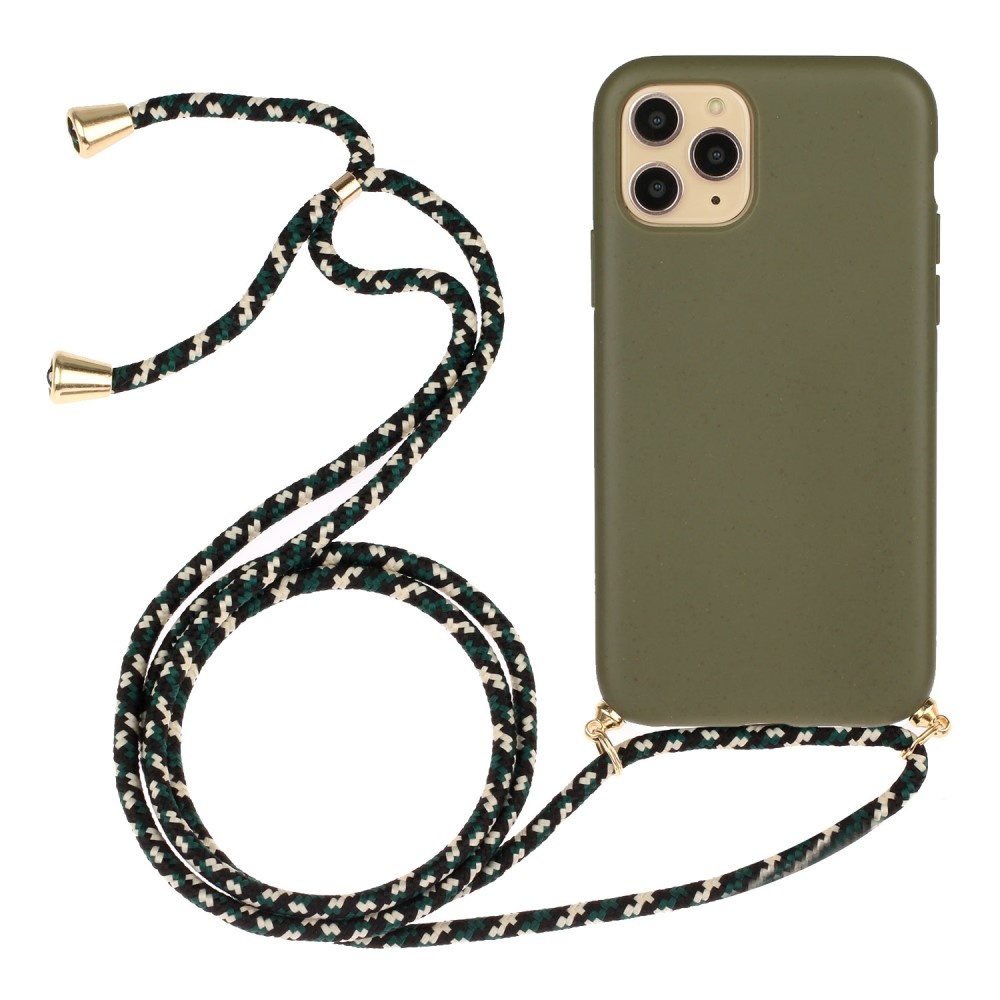 Lunso - Backcover hoes met koord - iPhone 13 - Army Groen