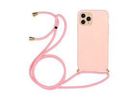 Lunso - Backcover hoes met koord - iPhone 13 - Roze