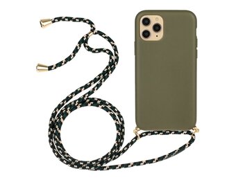Lunso - Backcover hoes met koord - iPhone 13 Pro - Army Groen